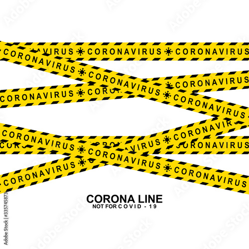 warning sign for coronavirus. symbols are prohibited from crossing territory. quarantine areas from virus outbreaks. plague of wuhan's disease. isolation area markings.