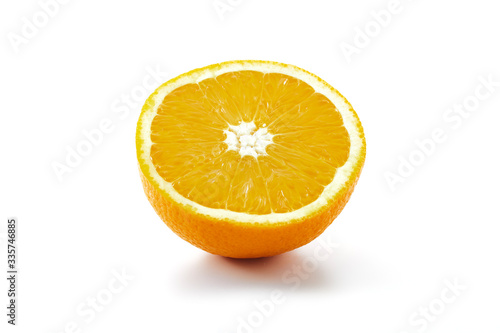 fresh orange fruit half isolated on white