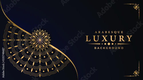 Luxury ornamental mandala design background with golden arabesque pattern arabic islamic east style