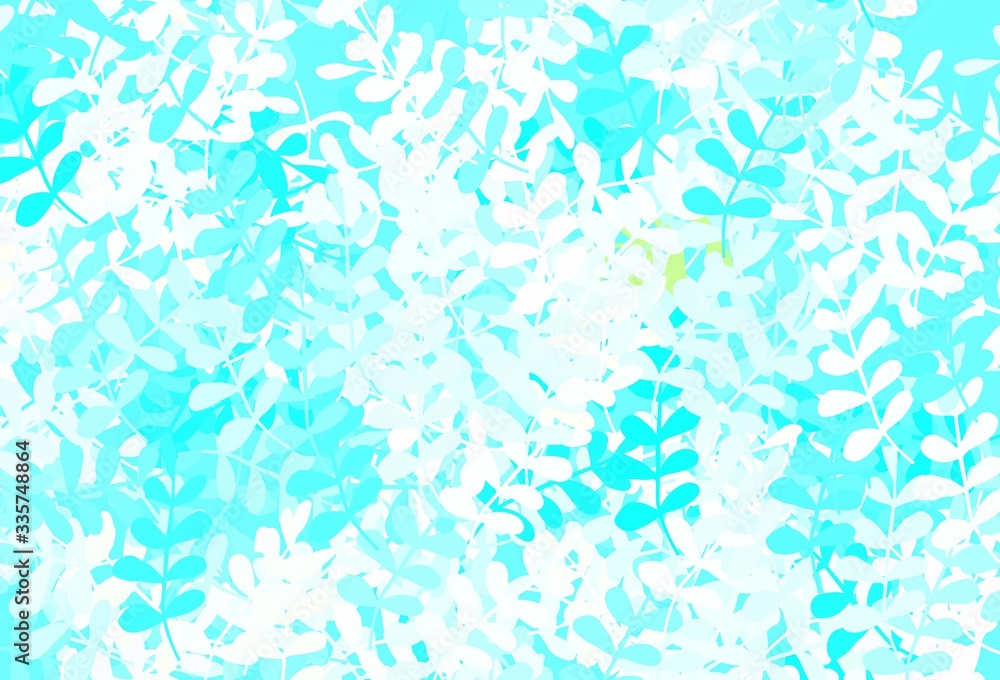 Light Blue, Green vector doodle texture with leaves. Light Blue, Green vector doodle texture with leaves.