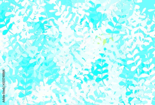 Light Blue  Green vector doodle texture with leaves.
