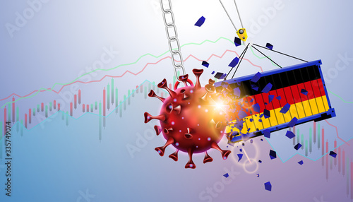 The economic crisis impact of the Germany stock market and business from the outbreak of the disease Coronavirus or Covid-19. Vector illustration design.