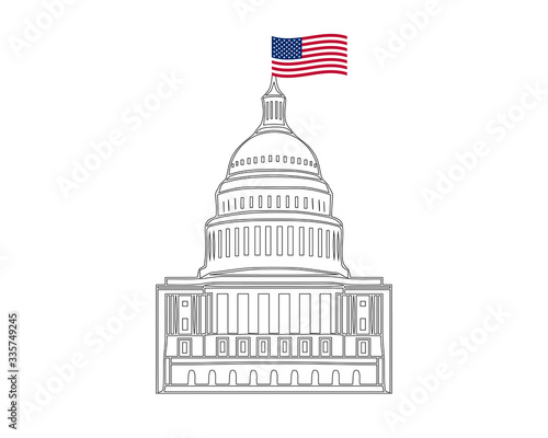 Vector icon of united states capitol hill building washington dc american congress white symbol design on white background