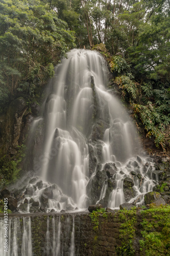 Ribeira dos Caldeiroes  system of waterfalls on Azores