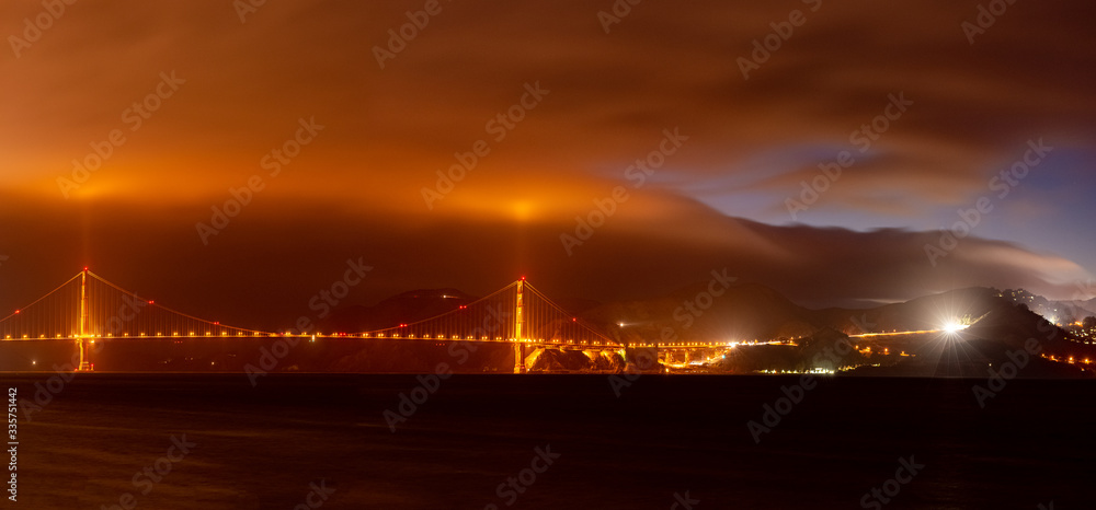 Amazing night Panorama of Golden bridge in San Francisco, California, USA Amazing night Panorama of Golden bridge in San Francisco, California, USA