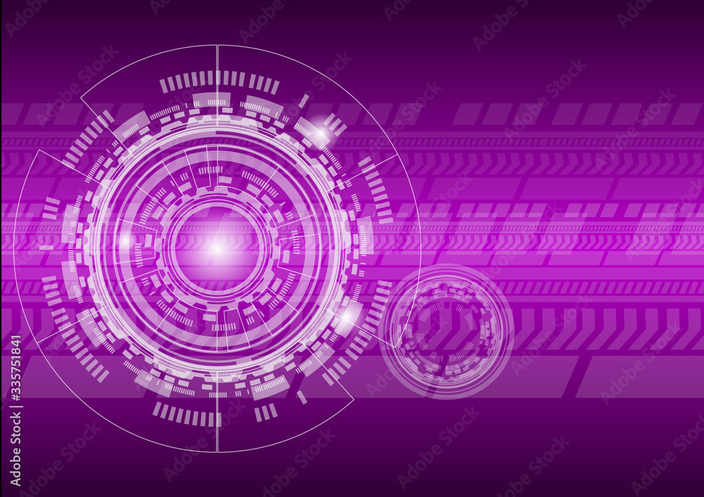 Abstract digital technology background. Purple banner with line and circle light effects. Vector illustration for graphic design, Hi-Tech and business. Abstract digital technology background. Purple banner with line and circle light effects. Vector illustration for graphic design, Hi-Tech and business.
