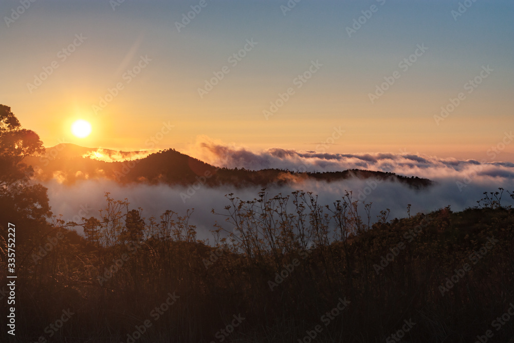 sunset over the mountains