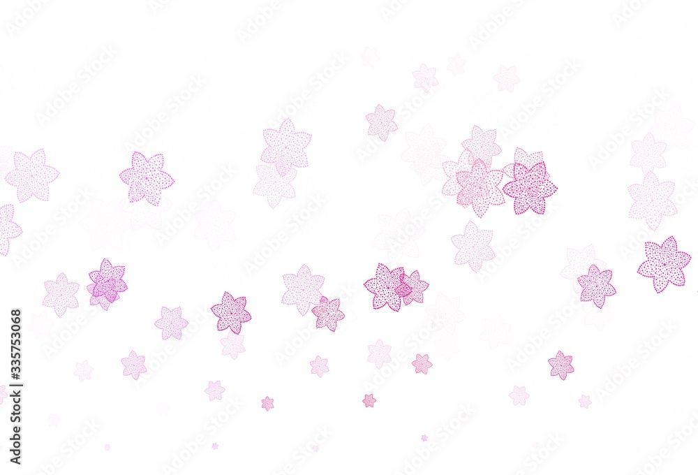 Light Pink, Red vector doodle background with flowers.