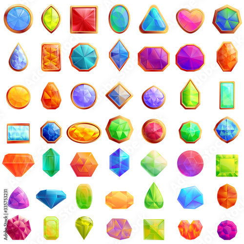 Jeweler icons set. Cartoon set of jeweler vector icons for web design