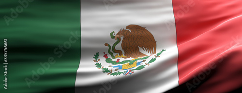 Canvas Print Mexico national flag waving texture background. 3d illustration