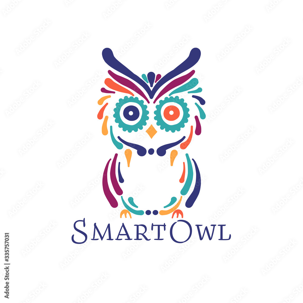 Cute owl colorful, logo design template Cute owl colorful, logo design template