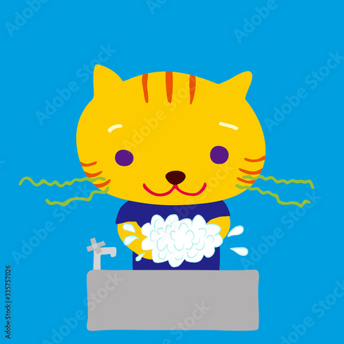 手を洗うかわいい小虎
A cute little tiger washing hands