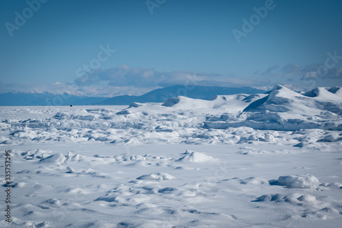 Baikal lake by winter in Siberia