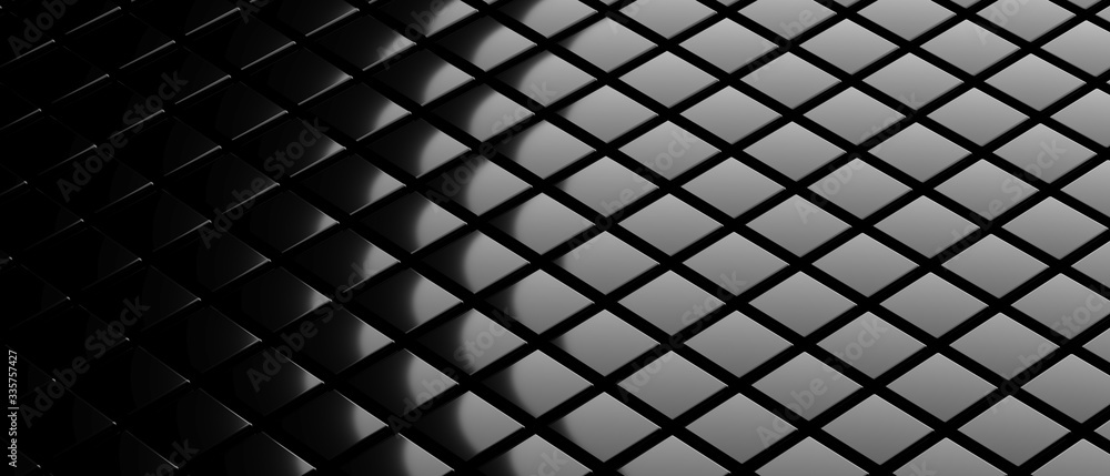 Paving tiles square shape pattern, black color background texture. 3d illustration Paving tiles square shape pattern, black color background texture. 3d illustration