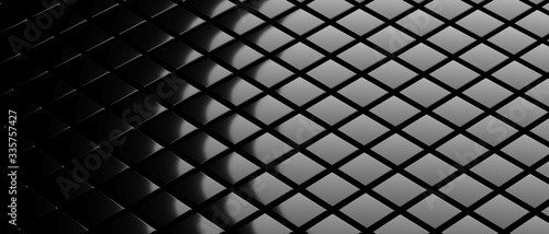 Paving tiles square shape pattern, black color background texture. 3d illustration