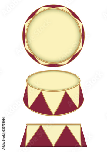 A vector illustration of an empty ringmasters podium on an isolated white studio background