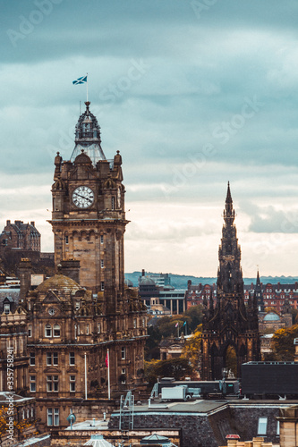 Edinburgh skyline scott monument and clock tower