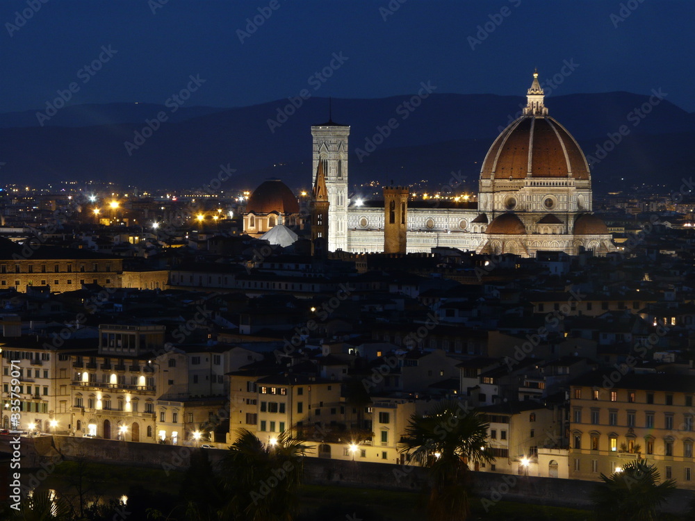 Florence at night with view of Florence Dome