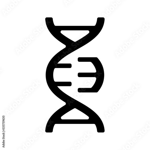 GMO icon, black sign. Symbol genetically modified DNA. Food label or tag on the package meal isolated on white background. Vector illustration.
