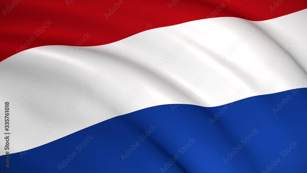 The national flag of Netherlands (Dutch flag) - waving background illustration. Highly detailed realistic 3D rendering The national flag of Netherlands (Dutch flag) - waving background illustration. Highly detailed realistic 3D rendering