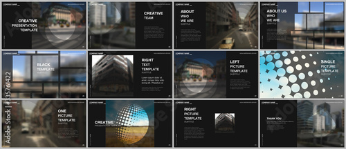 Presentation design vector templates, multipurpose template for presentation slide, flyer, brochure cover design, infographic report presentation. Corporate business concept with abstract ackgrounds.