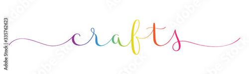 CRAFTS rainbow-colored vector brush calligraphy banner with swashes