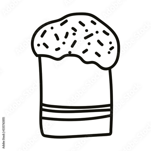 Vector easter cakes isolated on white background. Doodle style. Outline food vector element for posters, stickers, greeting cards, web.
