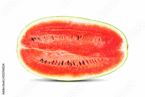 Cut half of fresh watermelon isolated on white background with clipping path