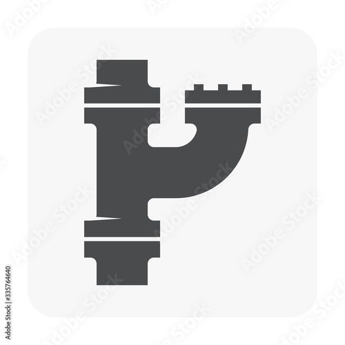 Pipe vector icon. Made from steel or metal connection by flange fitting fixing by screw and bolt. Part for pipeline construction to transport oil and gas in industry, water in plumbing and irrigation.