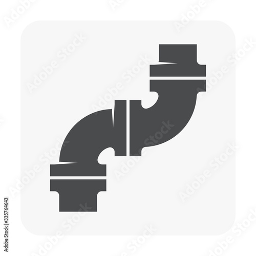 Pipe vector icon. Made from steel or metal connection by flange fitting fixing by screw and bolt. Part for pipeline construction to transport oil and gas in industry, water in plumbing and irrigation.