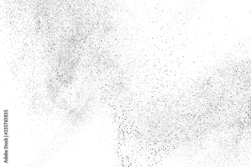 Black grainy texture isolated on white background. Dust overlay. Dark noise granules. Digitally generated image. Vector design elements. Illustration, Eps 10.