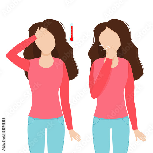 Novel Coronavirus COVID-19 medical infection.Virus infographic symptoms covid19 molecule on red. Dangerous asian ncov corona virus pandemic risk background design.