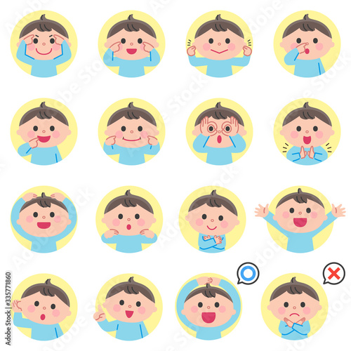 Boy / face part name explanation / expression variation set