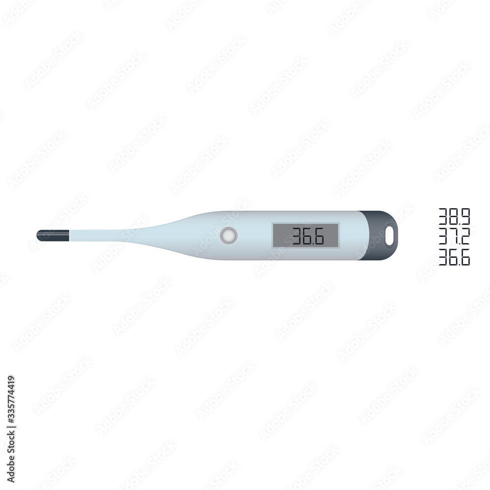 Medical thermometer. A digital thermometer measures the temperature. Vector illustration Medical thermometer. A digital thermometer measures the temperature. Vector illustration