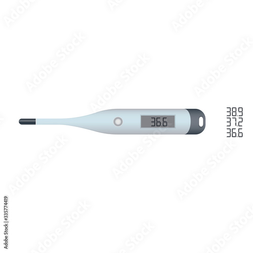 Medical thermometer. A digital thermometer measures the temperature. Vector illustration