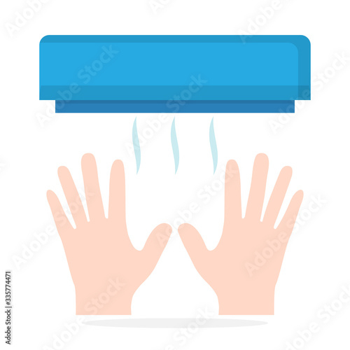 Hand dryer and hands icon illustration