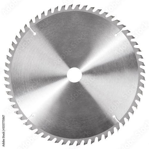 Foto Circular saw blade for wood circular saw isolated on white background