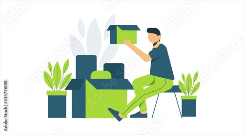 People opened gift box illustration concept. Perfect for landing page or web