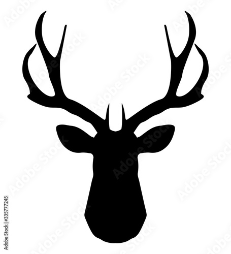 Retro set with antler. Deer silhouette set - vector illustration. Symbol collection. Black deer..