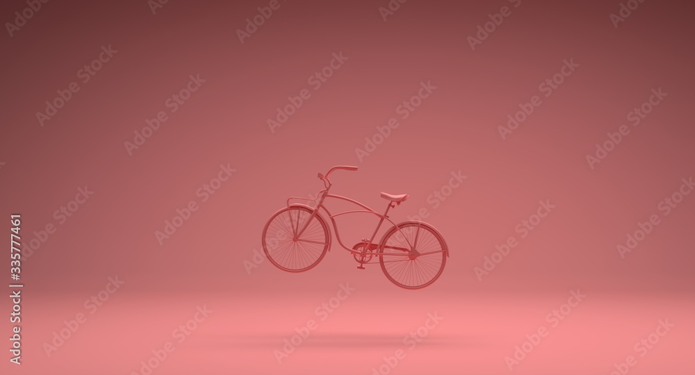 PINK BIKE ON A UNIFORM BACKGROUND 3D RENDER PINK BIKE ON A UNIFORM BACKGROUND 3D RENDER