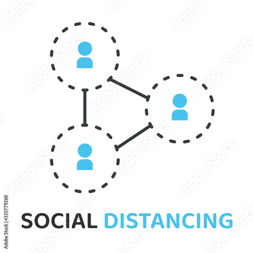 Social icon distancing space between people To prevent corona virus patients