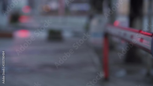 Wallpaper Mural Parking lot automatic road boom barrier system gate on a city street pan shot. Torontodigital.ca