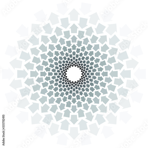 Arrows pointing in and out forming a circle - fading towards the edges.