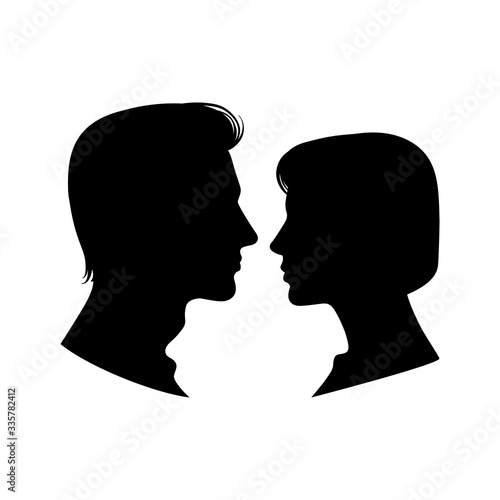 Woman and man profiles photo