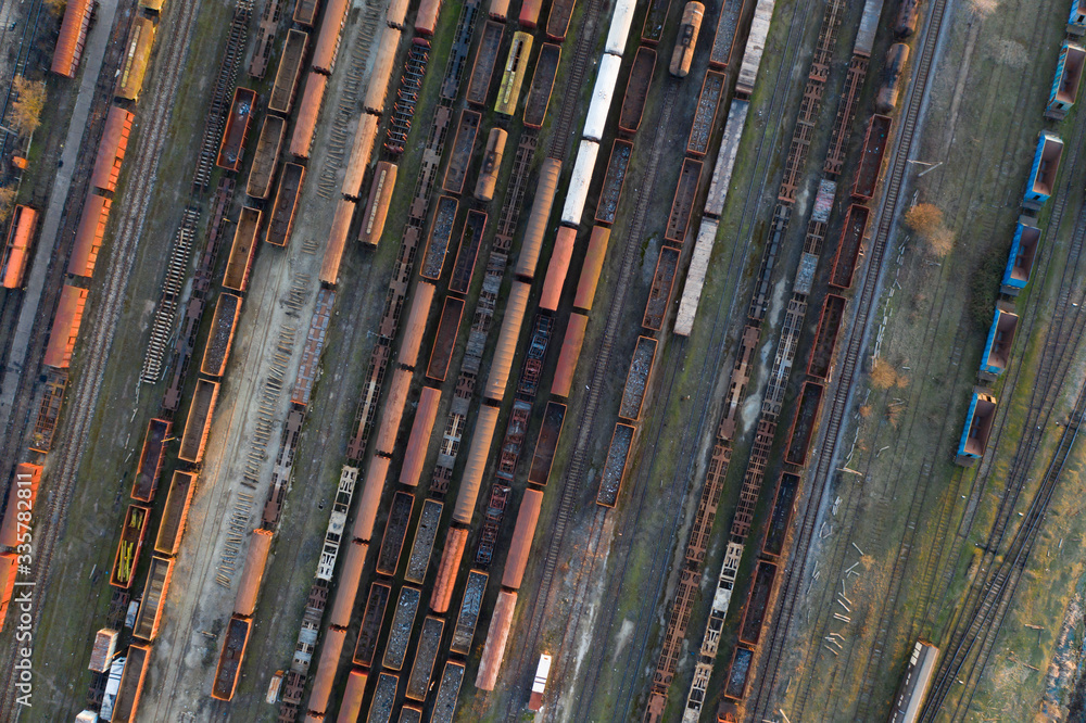 Industrial conceptual scene with trains. Top view. Industrial conceptual scene with trains. Top view.