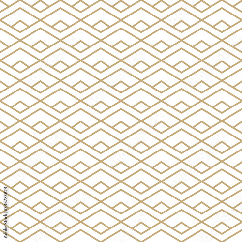 Abstract simple pattern with golden lines. Gold and white geometric background. Vector seamless texture in minimal style.