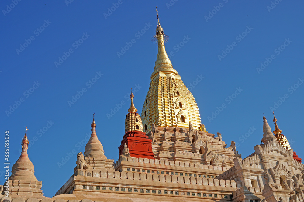 Ananda Temple White Ancient Pagoda at Bagan , Mandalay , Myanmar is best famous landmark - Travel and Sightseeing Asian