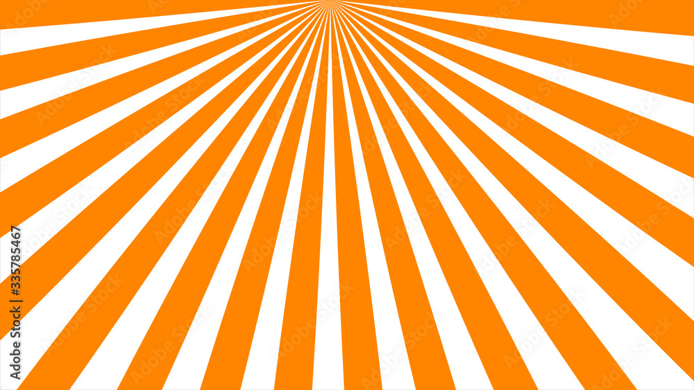 Obraz premium Sunburst, radiating, sun light, circuses, stripe background design. Royalty high-quality best stock image of cartoon sunburst pattern orange, white background. Stripes sunburst in retro pop art style
