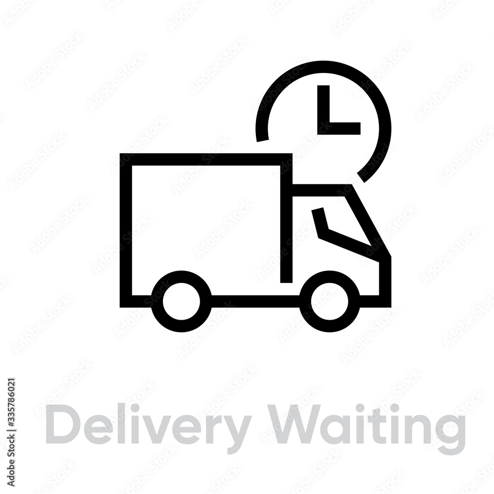 Delivery Waiting Truck icon. Editable line vector. Delivery Waiting Truck icon. Editable line vector.