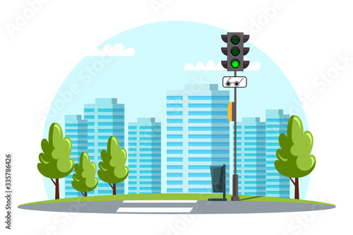 Vector cityscape light traffic sign blindness